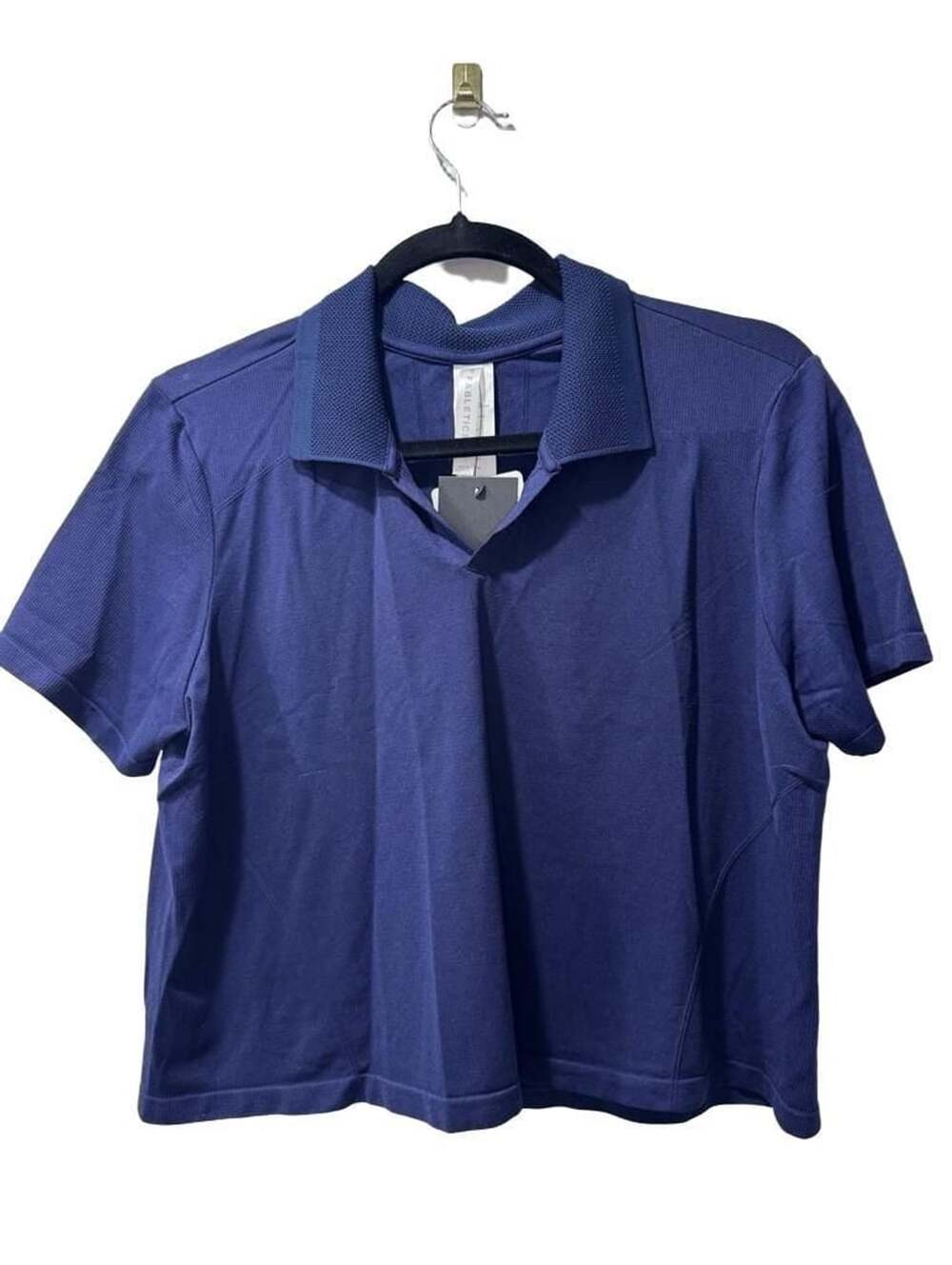 Fabletics Seamless Crop Polo Shirt Size M Blue
